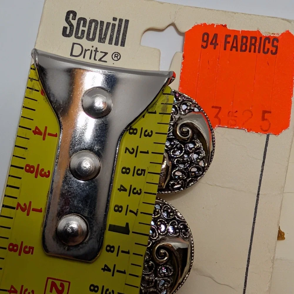 Vtg 20 Scovill Buttons Lot Silver‎ Tone Metal Shank Western Germany Ornate Mixed